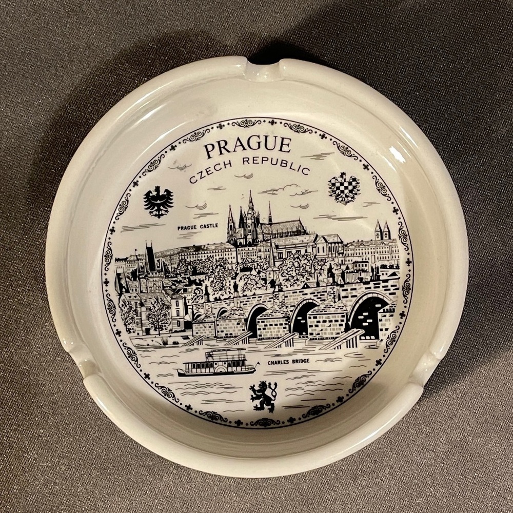 Prague Castle & Charles Bridge Tabletop Ashtray, 4” diameter